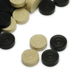 Spielsteine aus Holz, natur/schwarz, 21 mm ø, 100 Stück