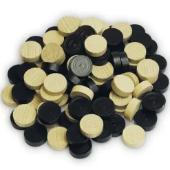 Spielsteine aus Holz, natur/schwarz, 21 mm ø, 100 Stück