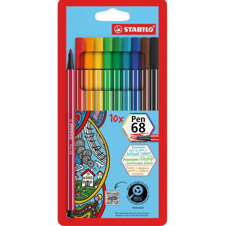 Stabilo Pen 68 Filzstifte, 10-tlg.