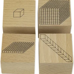 Stempel "Dienes Dezimalsystem" aus Holz, 4-tlg.