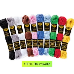 Stickgarn, 10 Docken in 10 Farben