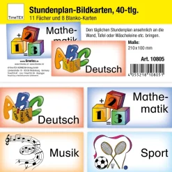 Stundenplan-Bildkarten aus Pappe, magnetisch, 40-tlg.