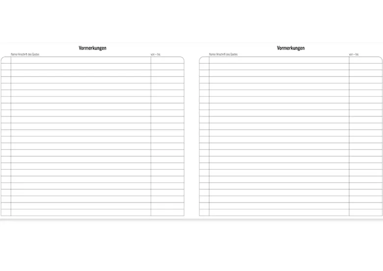 s+w Gäste-Tages-Planer 2027, Typ1, 24 Zimmer