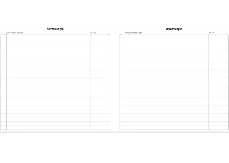 s+w Gäste-Tages-Planer 2026, Typ1, 24 Zimmer