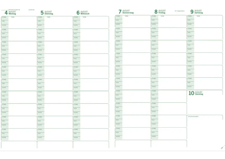 s+w Unterrichts-Planer A4++ 26/27 - 10 Stunden