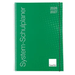 System-Schulplaner-Set 2026/2027 A5, grün, mit Klick-Schutz-Cover
