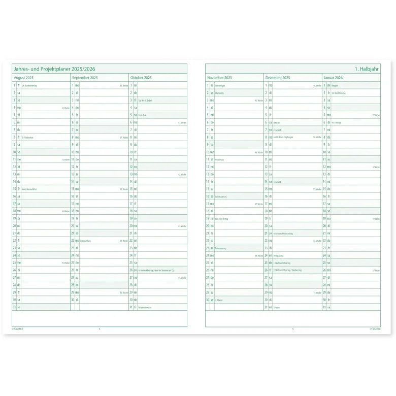 System-Schulplaner-Set 2026/2027 A5, grün, mit Klick-Schutz-Cover