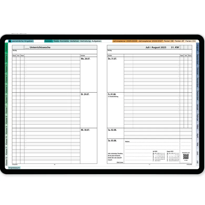 TimeTEX Digitaler Trend-Schulplaner DigiPlan 2026/2027, flamingo