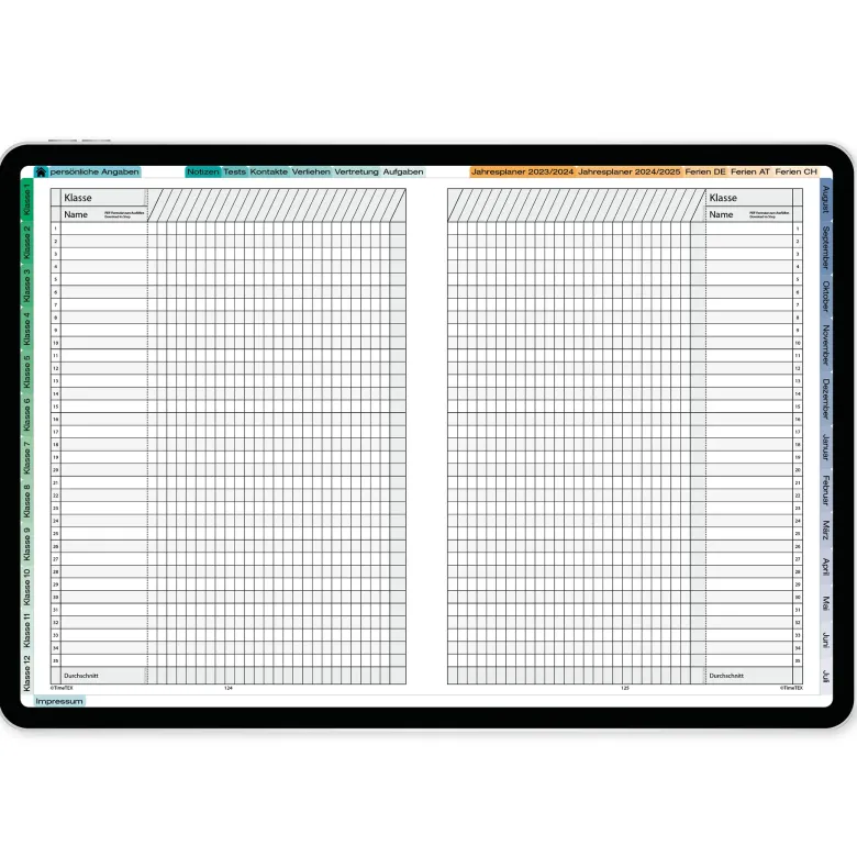 TimeTEX Digitaler Trend-Schulplaner DigiPlan 2026/2027, lagune