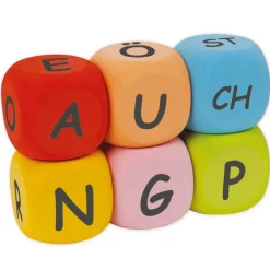 TimeTEX Flüster-Spielwürfel Satz XL "Buchstaben", 6 cm, 6-tlg.