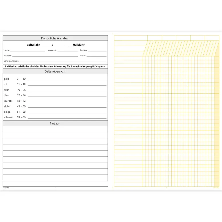 TimeTEX Heft Universal-Listen A4, 64 Seiten