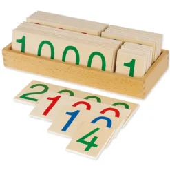 TimeTEX Hölzerne Zahlenkarten 1-9.000, groß, im Kasten "Montessori Premium"