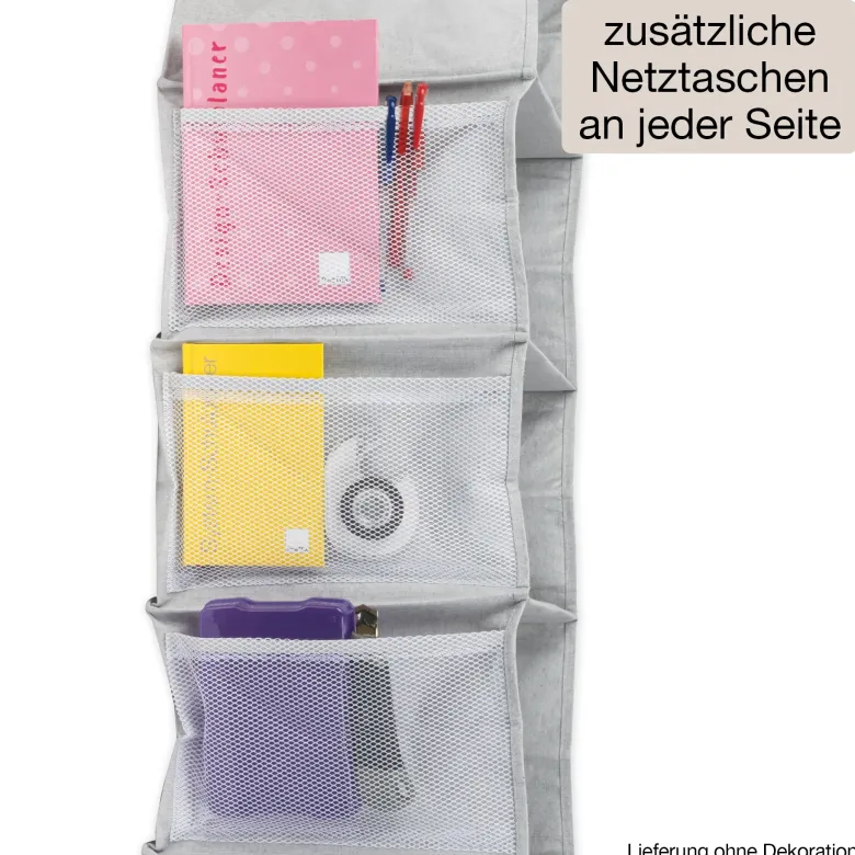 TimeTEX Hänge-Regal "Origami" A4 mit 5 Fächern, aus Stoff, hellgrau