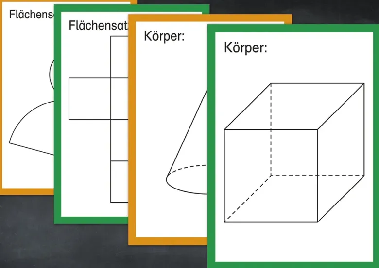 TimeTEX Karten "Geometrische Körper" aus Pappe A4, magnetisch, 57-tlg.