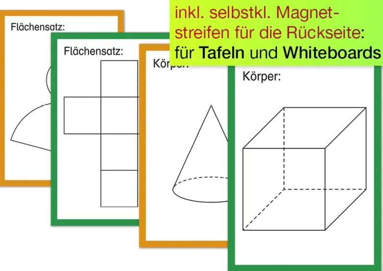 TimeTEX Karten "Geometrische Körper" aus Pappe A4, magnetisch, 57-tlg.