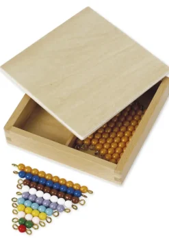 TimeTEX Kasten mit farbiger Perlentreppe und Zehnerstangen, lose Perlen "Montessori Premium"