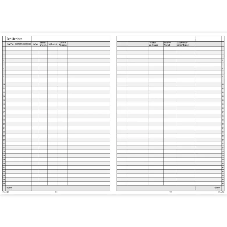 TimeTEX Klassenbuch A4-Plus, Sekundarstufe + Grundschule