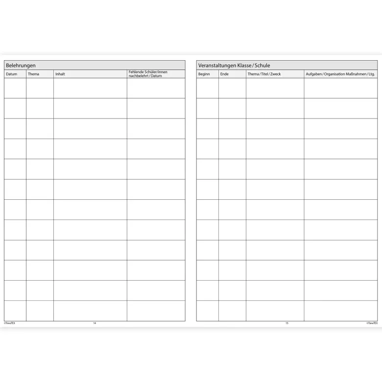 TimeTEX Klassenbuch A4-Plus, Sekundarstufe + Grundschule