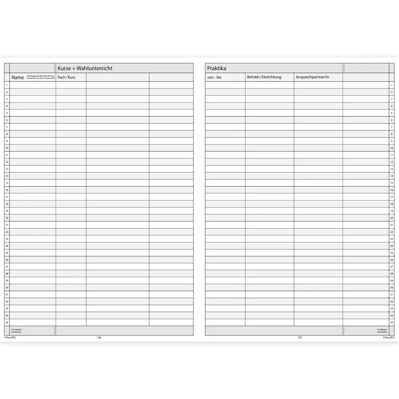 TimeTEX Klassenbuch A4-Plus, Sekundarstufe + Grundschule