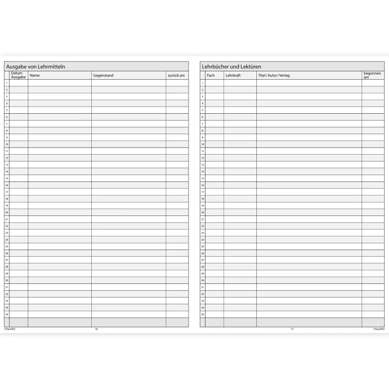 TimeTEX Klassenbuch A4-Plus, Sekundarstufe + Grundschule