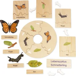 TimeTEX Lebenszyklus eines Schmetterlings, in Holzbox "Montessori Premium"