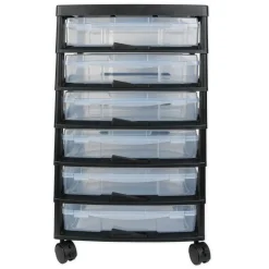 TimeTEX Schubladen-Block mit 6 Klappdeckel-Boxen und 4 Lenkrollen