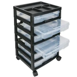 TimeTEX Schubladen-Block mit 6 Klappdeckel-Boxen und 4 Lenkrollen