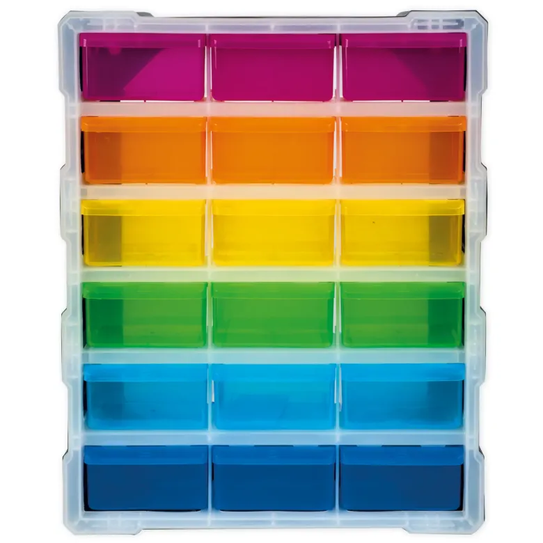 TimeTEX Schubladen-Box "Regenbogen", 6-farbig mit 18 Schüben