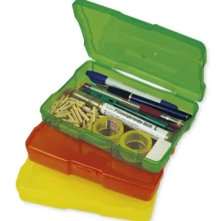 TimeTEX Set Farb-Boxen mit Klappdeckel, transparent, 3-tlg.