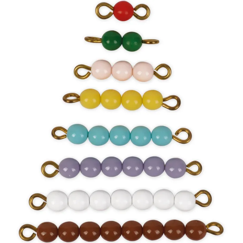 TimeTEX Set Farbige Perlentreppe 1-9 mit Tablett "Montessori Premium"