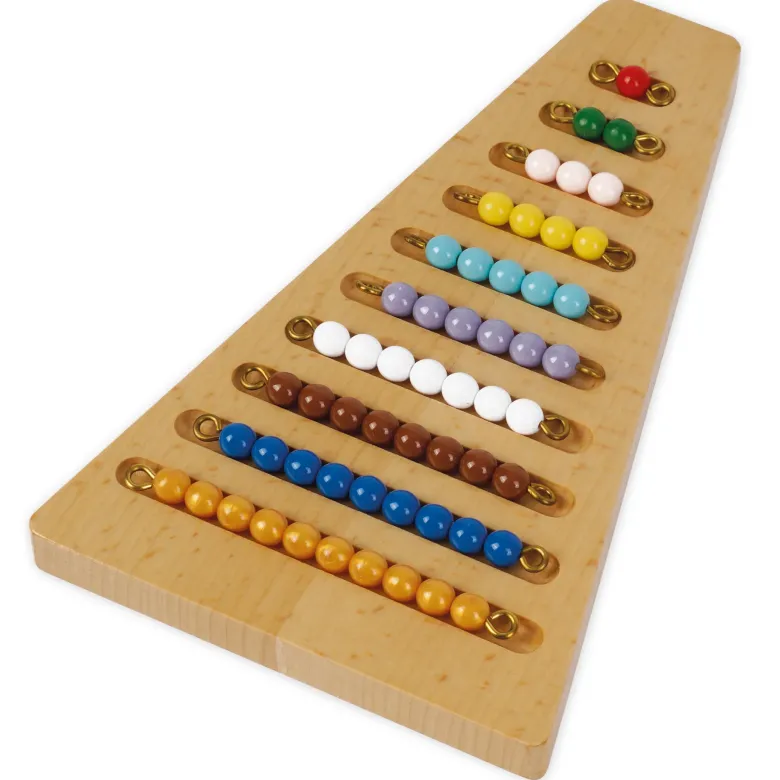 TimeTEX Set Farbige Perlentreppe 1-9 mit Tablett "Montessori Premium"