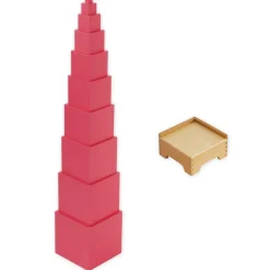 TimeTEX Set Rosa Turm mit Ständer "Montessori Premium"