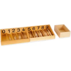 TimeTEX Set Spindelkästen 0-9, Druckschrift, mit Kasten "Montessori Premium"
