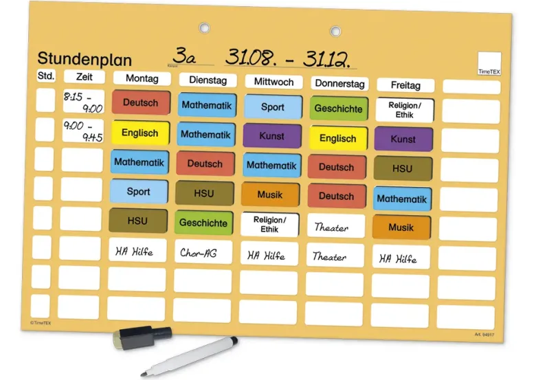 TimeTEX Stundenplan-Tafel magnetisch, ca. 41 x 28 cm