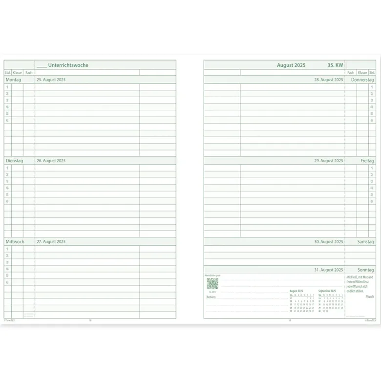 TimeTEX System-Schulplaner A5, grün 2026/2027