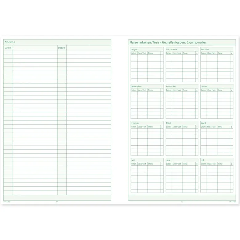 TimeTEX System-Schulplaner A5, grün 2026/2027