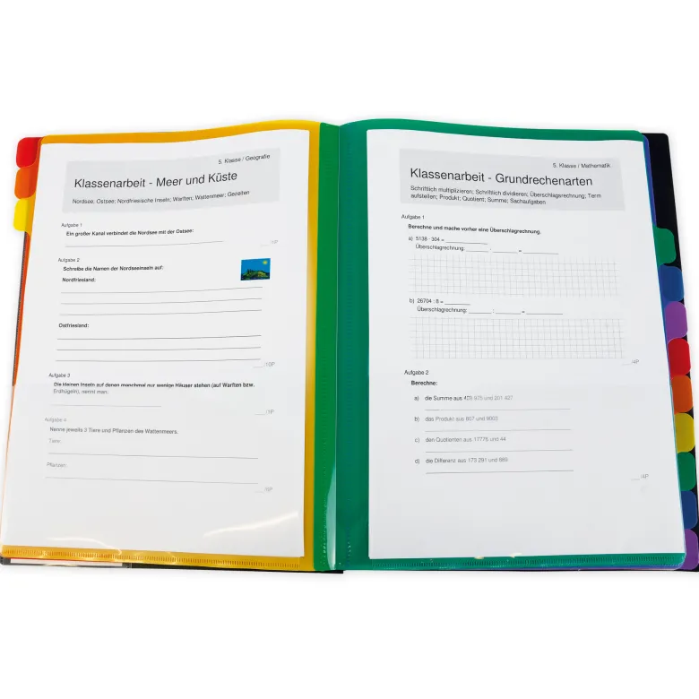 TimeTEX Tisch-Fächermappe 1-12 A4, farbig mit Verschlussgummi
