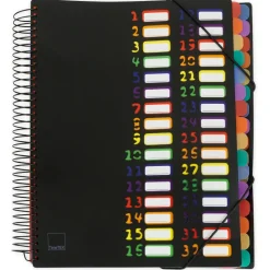 TimeTEX Tisch-Fächermappe 1-32 A4, farbig mit Verschlussgummi