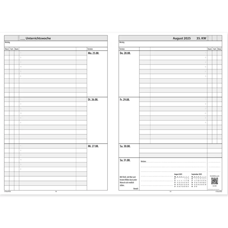 TimeTEX Trend-Schulplaner Hardcover A4-Plus, 2026/2027, lagune