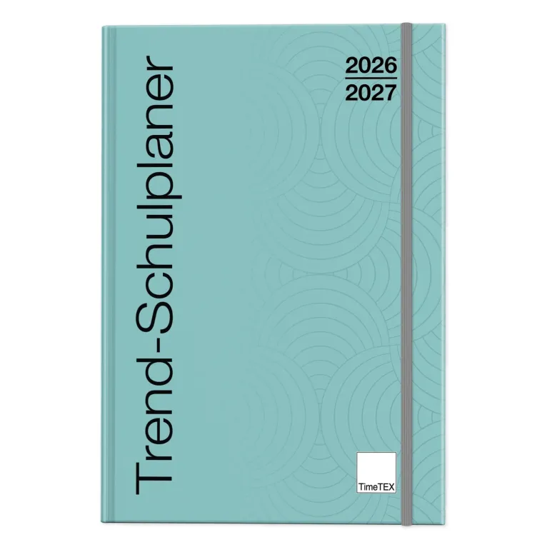 TimeTEX Trend-Schulplaner Hardcover A4-Plus, 2026/2027, lagune