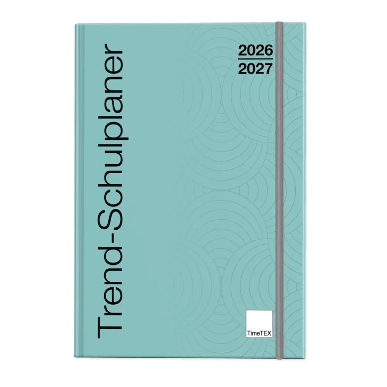 TimeTEX Trend-Schulplaner Hardcover A5-Plus, 2026/2027, lagune