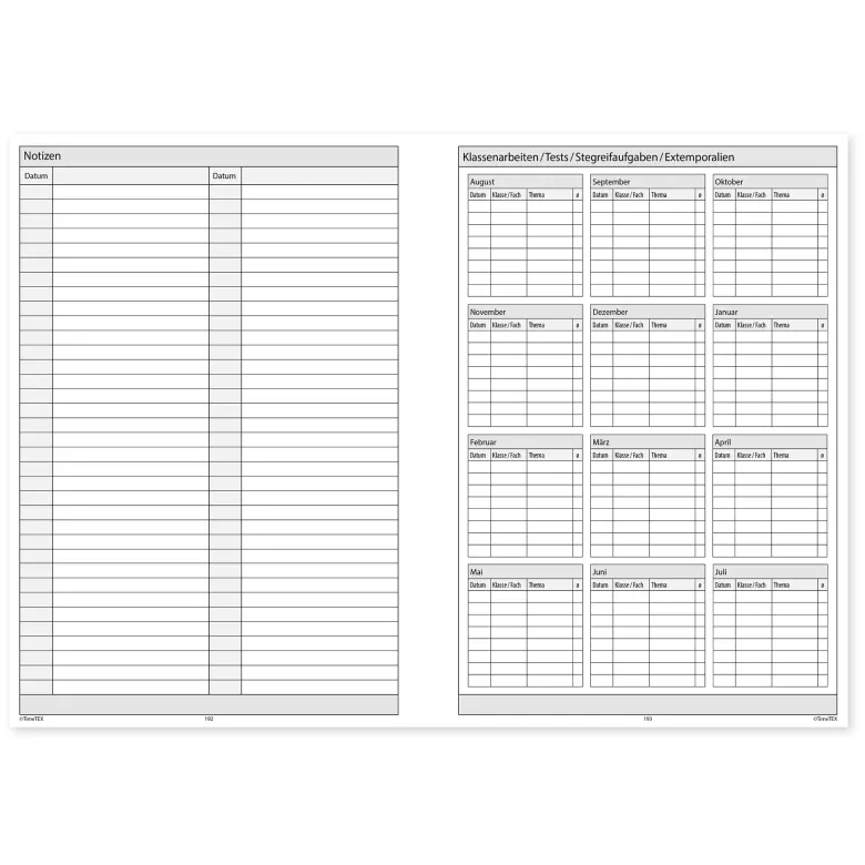 TimeTEX Trend-Schulplaner Hardcover A5-Plus, 2026/2027, lagune