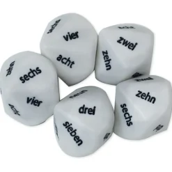 TimeTEX Würfel-Set Zahlenwörter "Eins - Zehn", zehnseitig, 5-tlg., 22 mm