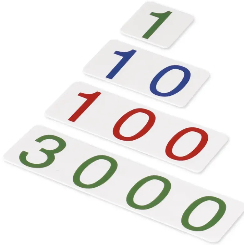 TimeTEX Zahlenkarten klein, 1-3.000, Kunststoff "Montessori Premium"