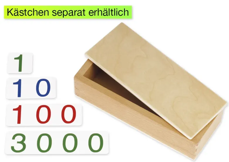 TimeTEX Zahlenkarten klein, 1-3.000, Kunststoff "Montessori Premium"