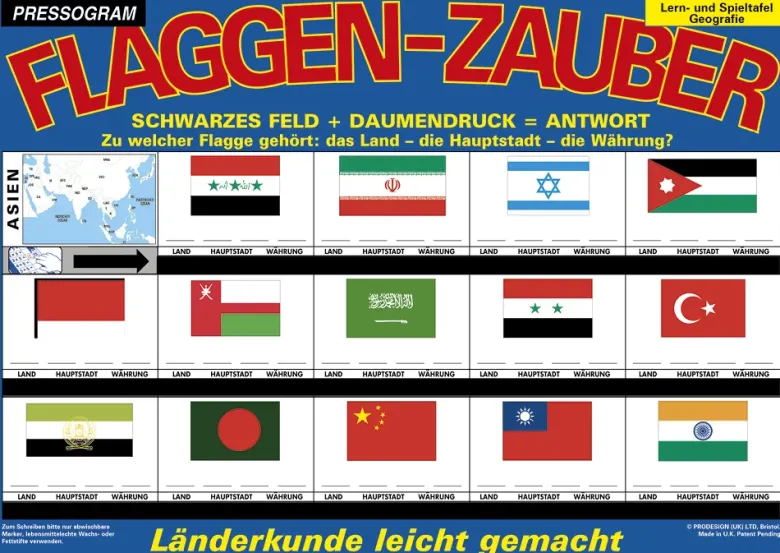 TimeTEX Zaubertafel "Flaggen-Zauber" Asien