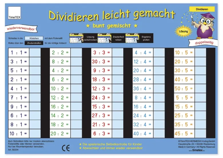 TimeTEX Zaubertafel "Mathematik" Division