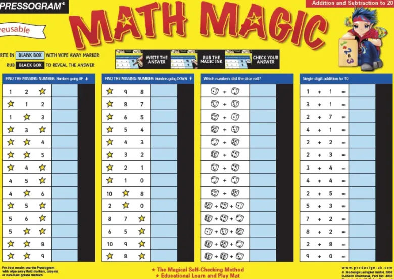 TimeTEX Zaubertafel "Mathematik" Englisch Rechnen bis 20