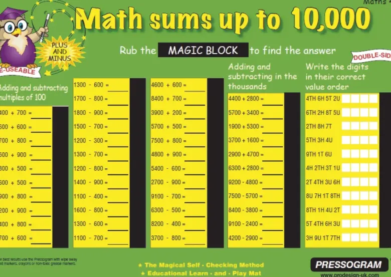 TimeTEX Zaubertafel "Mathematik" Englisch Zahlenraum bis 100.000