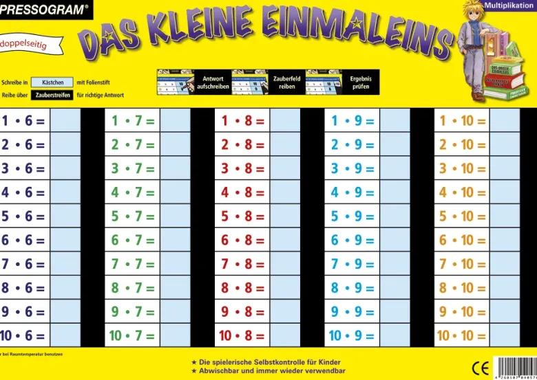 TimeTEX Zaubertafel "Mathematik" Kleines 1 x 1